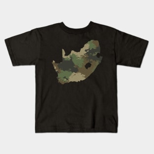 South Africa Map Camo Pattern African Safari Camouflage Kids T-Shirt